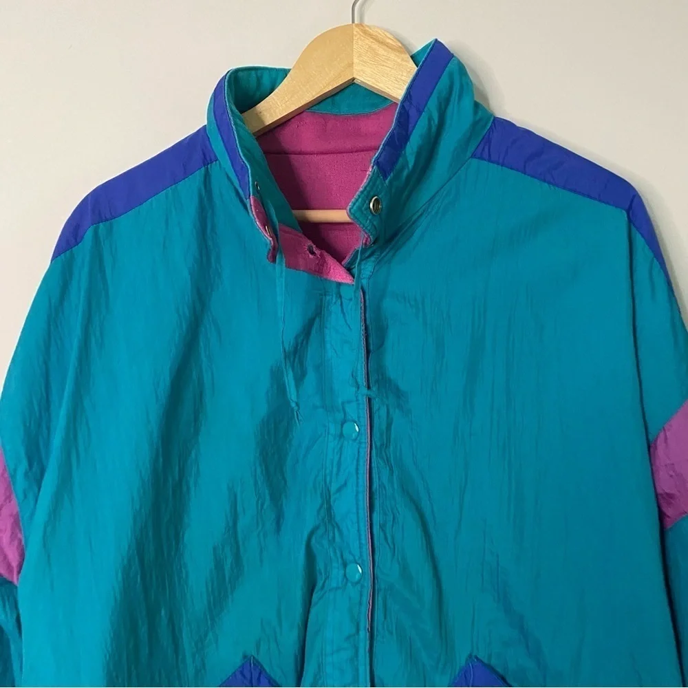 Vintage Women's 80s Style Windbreaker Full Zip Jacket